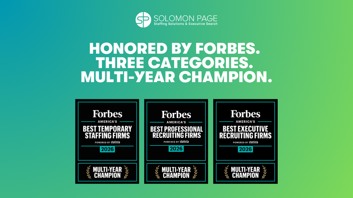 Forbes Recognizes Solomon Page as One of America’s Best Temporary Staffing Firms, Best Professional Recruiting Firms, and Best Executive Recruiting Firms for 2026